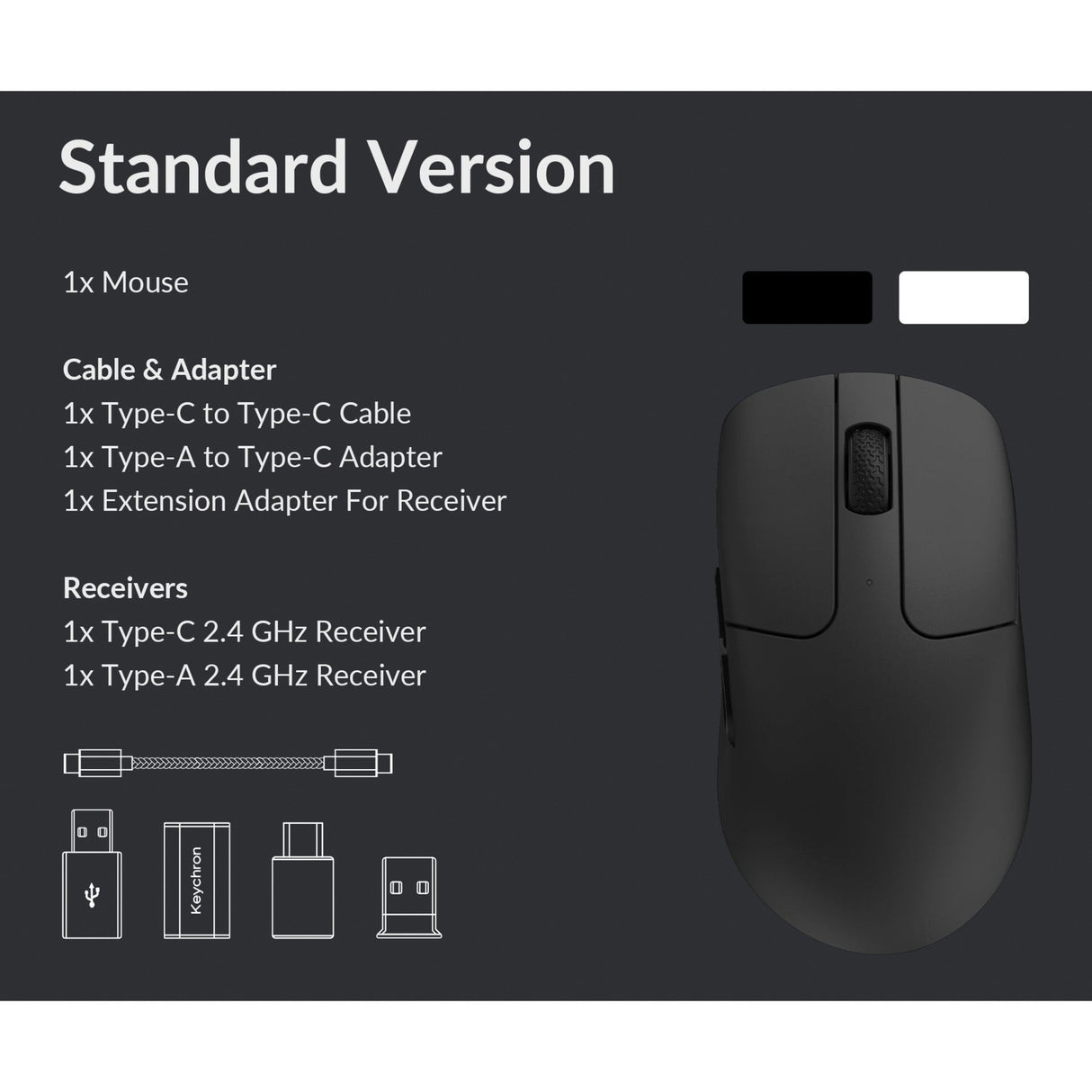 Keychron m2 trådløs gaming mus (sort)