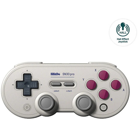 8bitdo sn30 pro gamepad (lysegrå, bluetooth, usb, pc, nintendo switch switch 2)