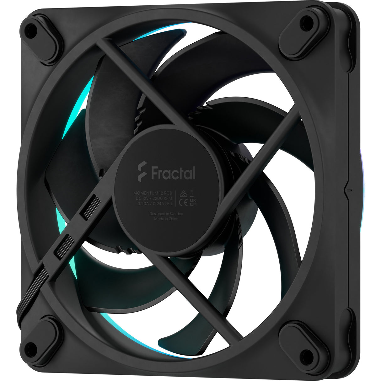 Fractal design momentum 12 rgb kabinet blæser (sort, 120 x 120 x 25 mm, pwm)