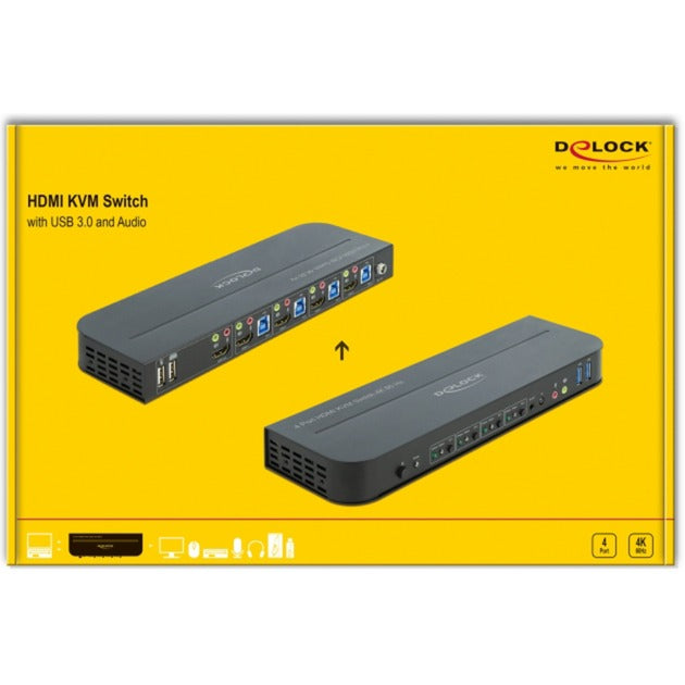 Delock HDMI KVM switch 4K 60 Hz med USB og lyd