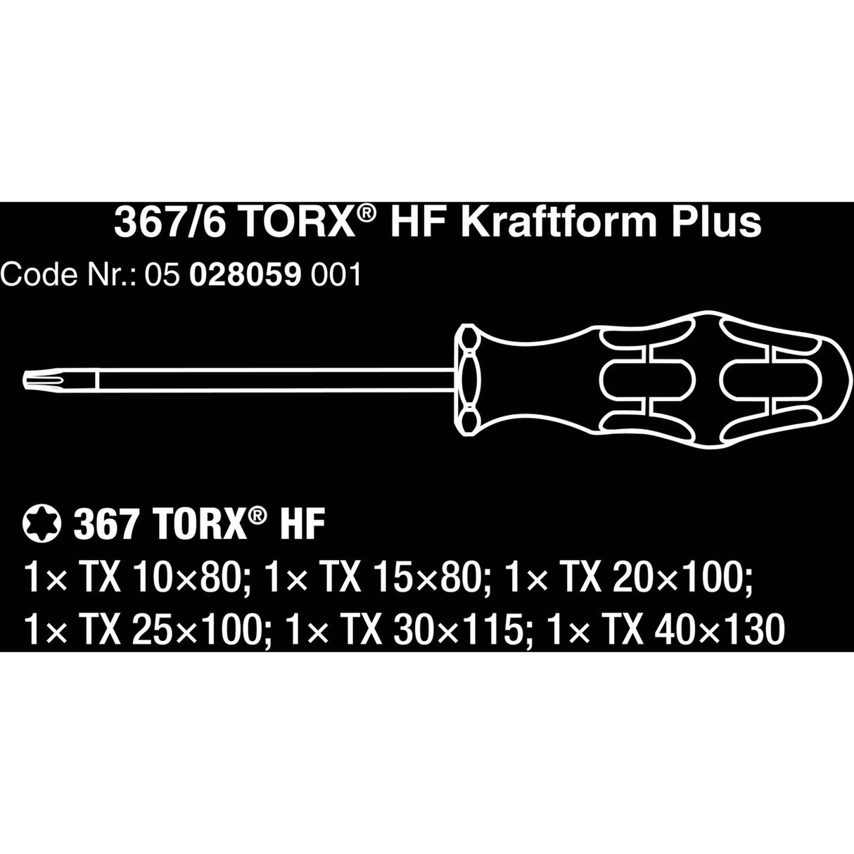 Wera 367 6 Torx HF skruetrækkersæt Kraftform Plus + stativ (sort grøn, 6 stk.)