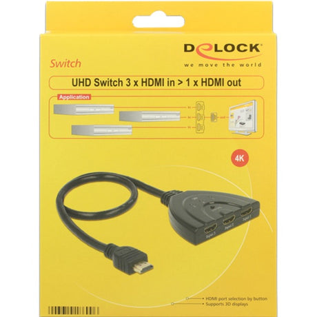 Delock 3 x HDMI ind > 1 x HDMI ud HDMI-kontakt (sort, 50 centimeter, 4k)