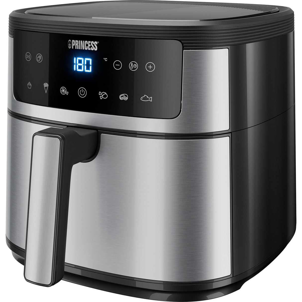 Princess digital airfyer 6l varmluftsfrituregryde (sort sølv, 6 liter)