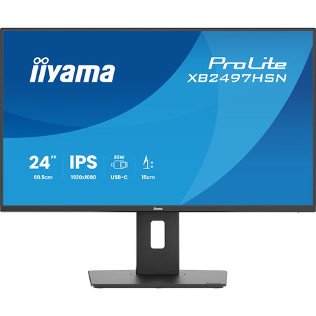 Iiyama prolite xb2497hsn-b1 23.8 skærm (sort (mat), 100 Hz, HDMI, skærmport, USB-C, lyd, LAN)