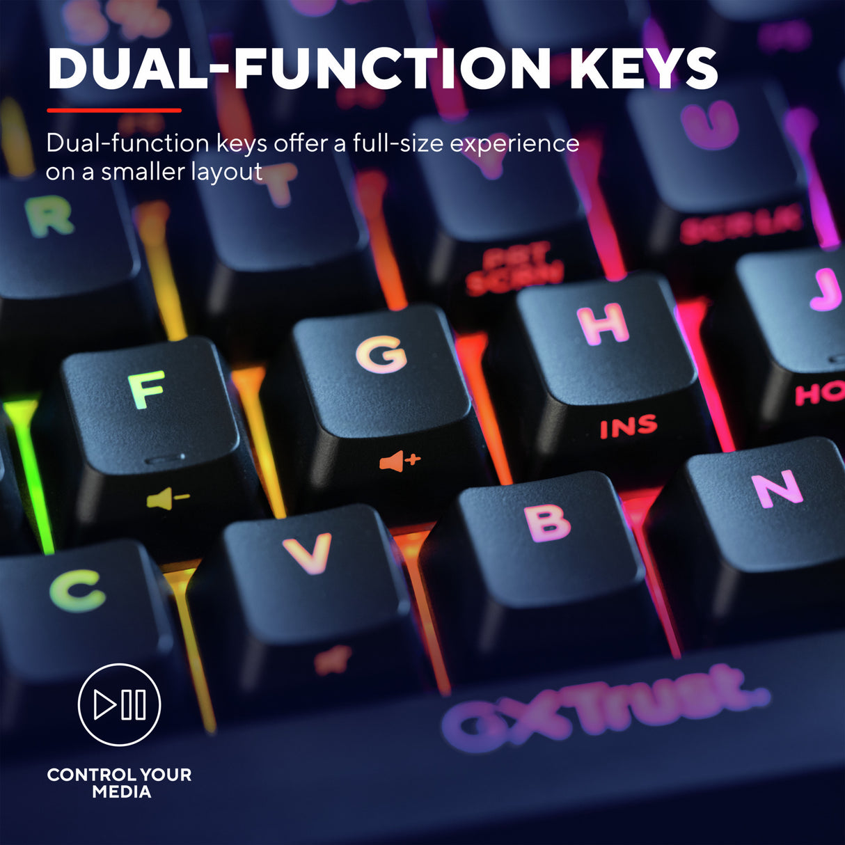 Trust GXT 867 Acira 60 % mini-mekanisk gaming-tastatur (sort, amerikansk layout (QWERTY), Outemu Red, 60 %, RGB)