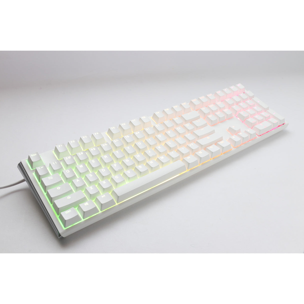 Ducky one 3 classic pure white, tastatur (hvid, us-layout, cherry mx blue, rgb led, double-shot pbt, hot-swappable, quack mekanik)