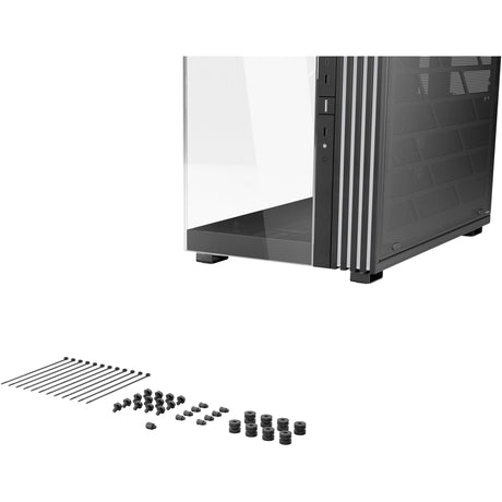 Vær stille! lys base 900 dx stort tårnhus (sort | 2x USB-A | 1x USB-C | RGB | vindue)