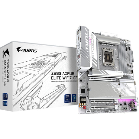 Gigabyte Z890 Aorus Elite WiFi7 Ice Socket 1851 bundkort (RAID, 2,5 GB-LAN, WiFi 7, BT, lyd, ATX)