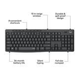 Logitech mk295 lydløst trådløst tastatur og mus combo desktop sæt (sort, us-internationalt layout (qwerty), 100%)