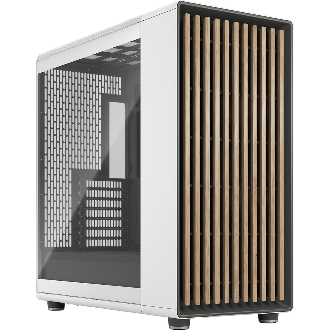 Fractal design nord xl midi tårnhus (hvid træfarve | 2x USB-A | 1x USB-C | hærdet glas)
