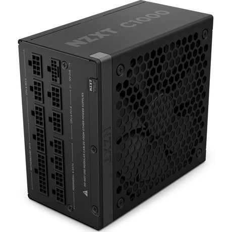 Nzxt c1000 gold atx 3.1 modulær 1000 watt strømforsyning (sort, 1x 12v-2x6, 3x pcie)