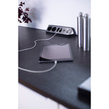 Brennerstuhl ®estilo hjørne tilslutningsboks med USB-opladningsfunktion 4-vejs 2x beskyttelsesstik 2x euro sølv sort