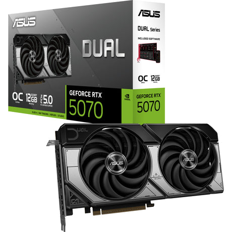 Asus Dual GeForce RTX 5070 OC grafikkort (DLSS 4, 3x Display Port, 1x HDMI 2.1)