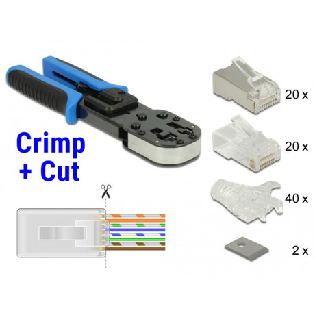 Delock rj45 crimp + cut sæt crimptang (sort blå)