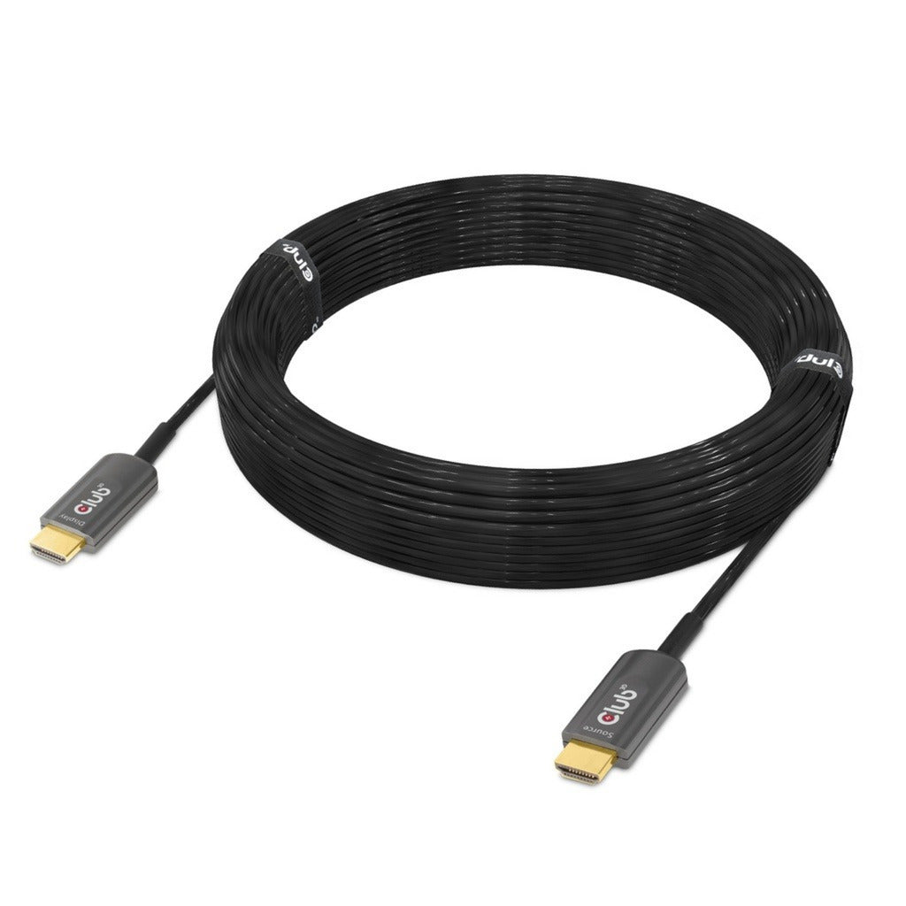 Club 3d ultra high speed aoc hdmi 2.1 gecertificeerde unidirectioneel kabel male-male (zwart, 15 meter, 4k 120hz, 8k 60hz, 48 gbps)