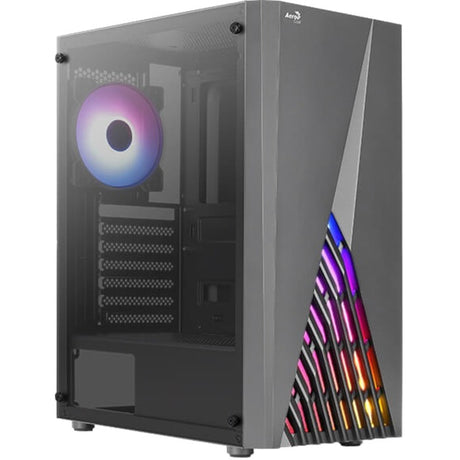 Aerocool delta g-bk-v1 midi tårnhus (sort | 3x usb-a | rgb | hærdet glas)