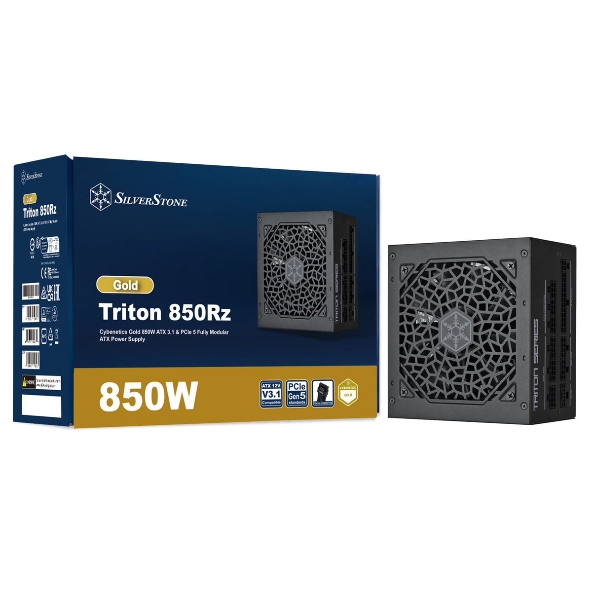 Silverstone triton 850rz modulær 850 watt strømforsyning (sort, 1x 12v-2x6, 3x pcie)