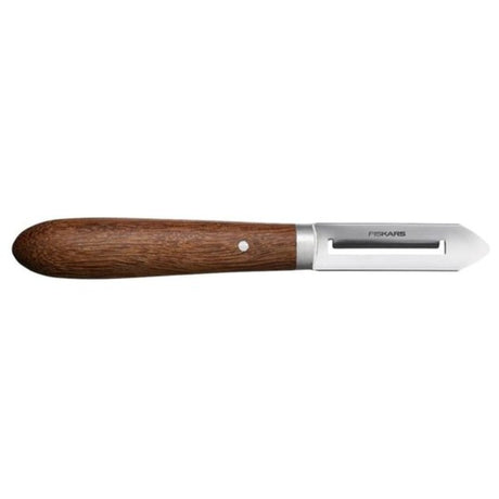 Fiskars klassiske skræller venstre 5 cm klinge (træfarve, skræller | FSC-certificeret sucupira træ | rustfrit stål)