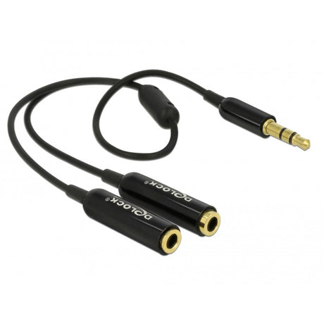 Delock kabel audio splitter stereo jack han 3,5 mm > 2x stereo jack hun splitter kabel (sort)