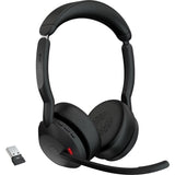 Jabra evolve2 55, inkl. opladerstand on-ear headset (sort, stereo, uc, usb-a, link380a)