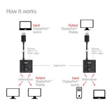 Club 3d displayport 2-in-1 bidirectionele 8k switch displayport switch (zwart)