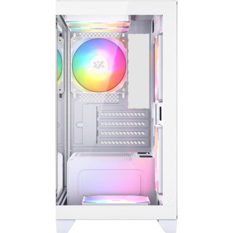 Xyz pc gear titanium view lite midi tårnhus (hvid | 2x USB-A | hærdet glas)