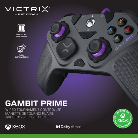 Turtle beach victrix gambit prime wired tournament controller (zwart, xbox series x|s, xbox one, pc)