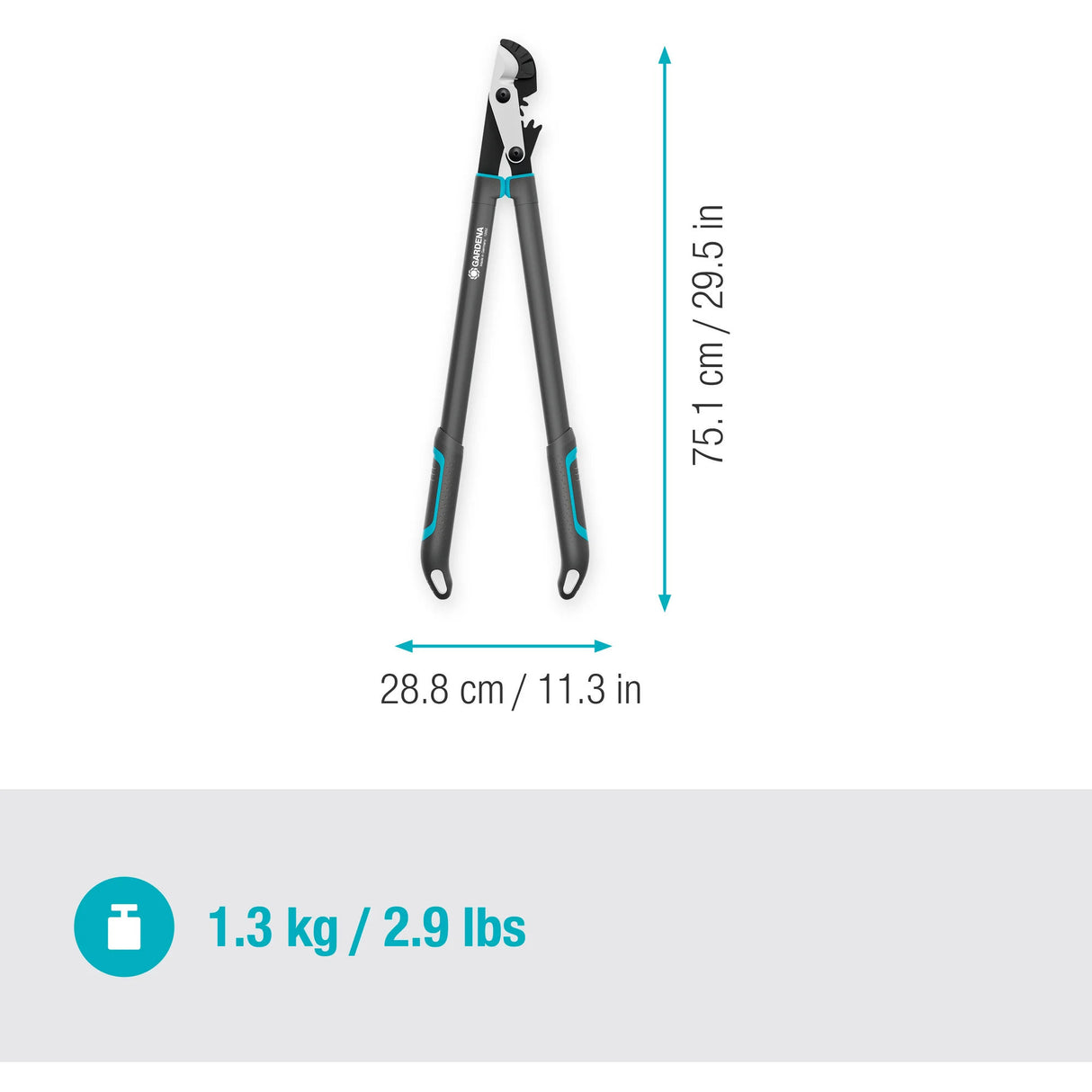 Gardena ambolt beskæringssaks energycut pro l, med ambolt cut (grå turkis, 75 cm, til tørt træ)