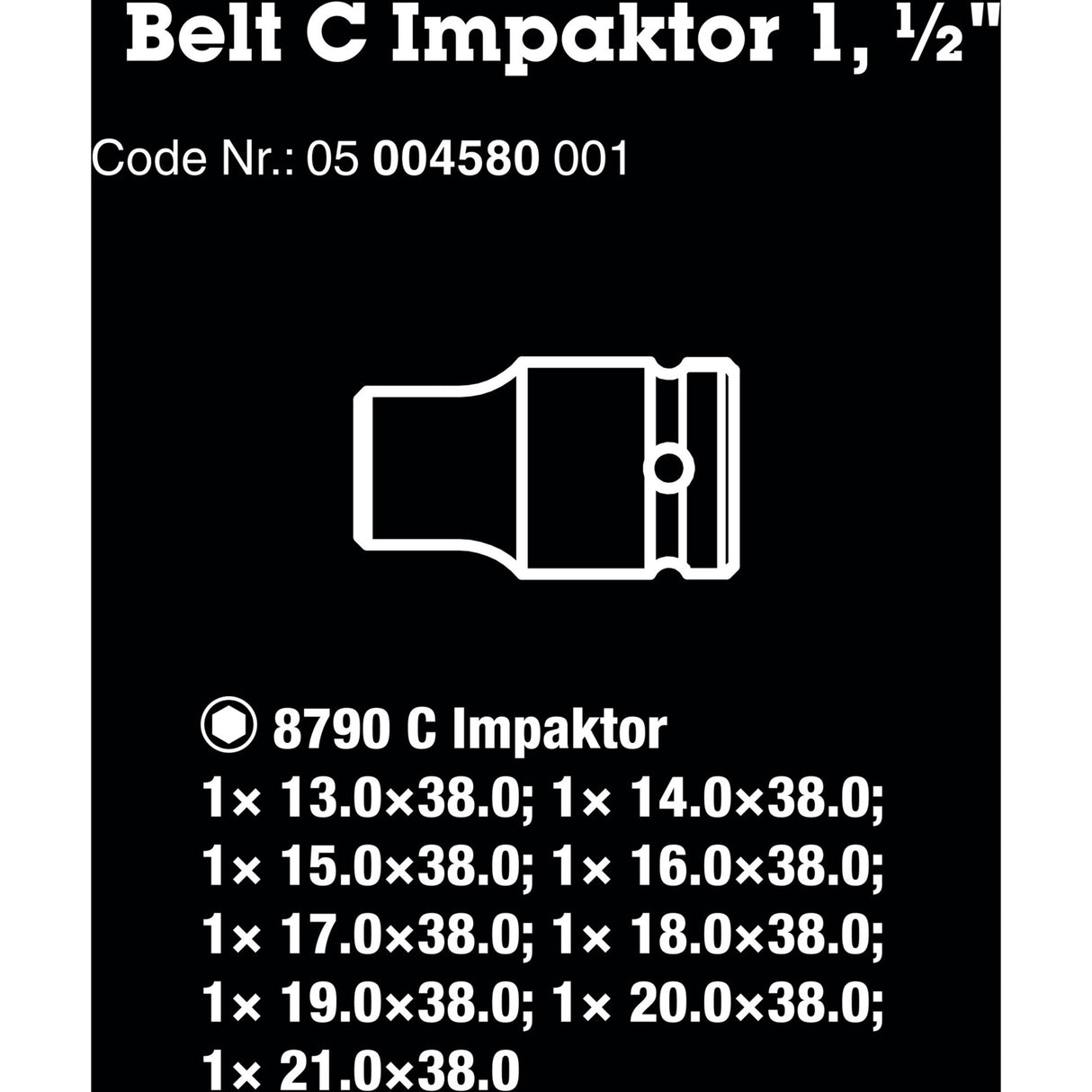 Wera bælte c impactor 1 topnøglesæt, 1 2 topnøgle (sort, 9-delt, til slagnøgler)