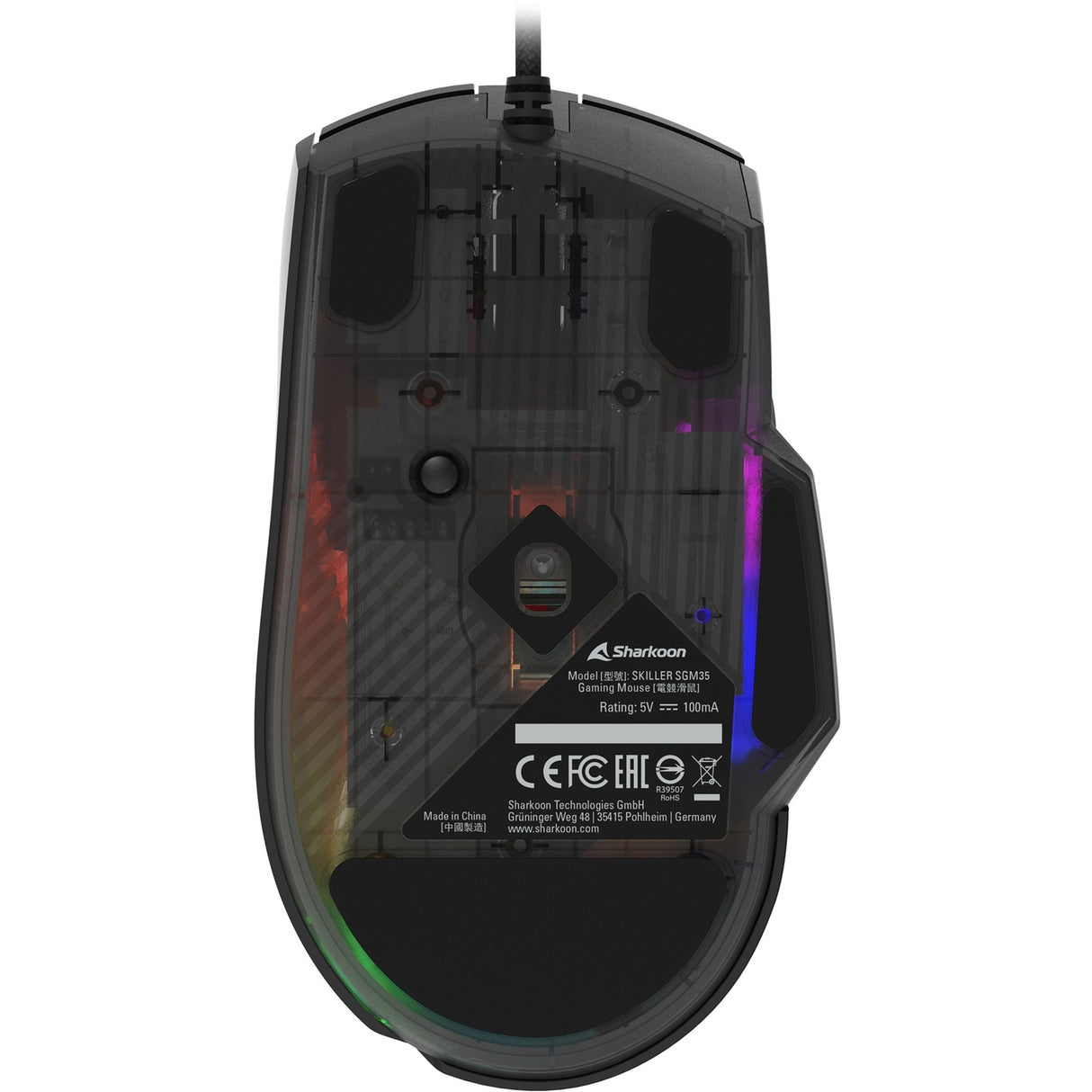 Sharkoon skiller sgm35 gaming mus (sort, 400 - 6400 dpi, rgb LED'er)