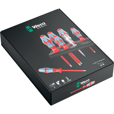 Wera 3160 i 7 skruetrækkersæt kraftform plus, rustfrit stål + stativ (rød blå, 7 dele)