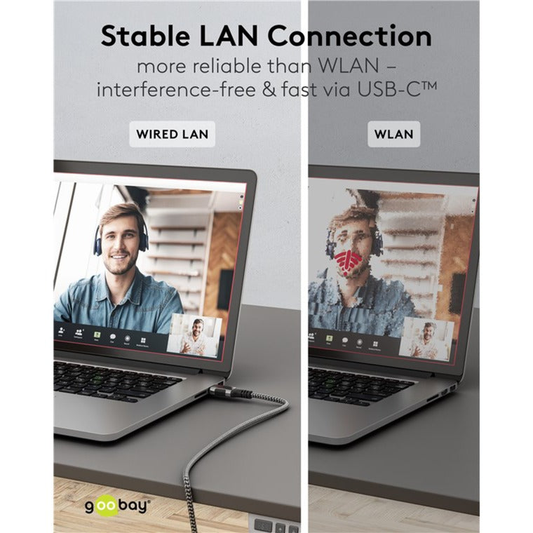 Goobay netværksadapter USB-C 3.2 gen1 til RJ-45 (sort sølv, 2 meter)