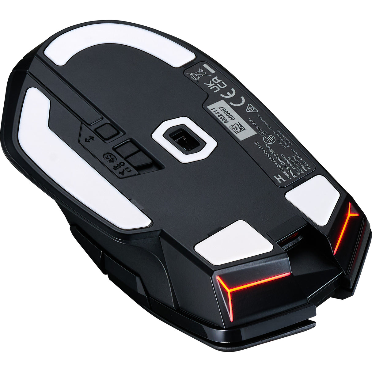 Powercolor alphyn am10 trådløs gamingmus (sort rød, 100 - 26000 dpi, 8k, rgb, usb 2.4g bluetooth 5.2)