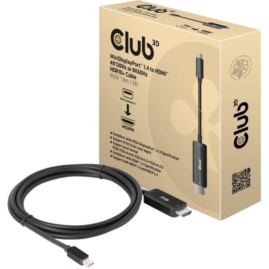 Club 3D mini displayport 1,4 til HDMI-kabel (sort, 1,8 meter)