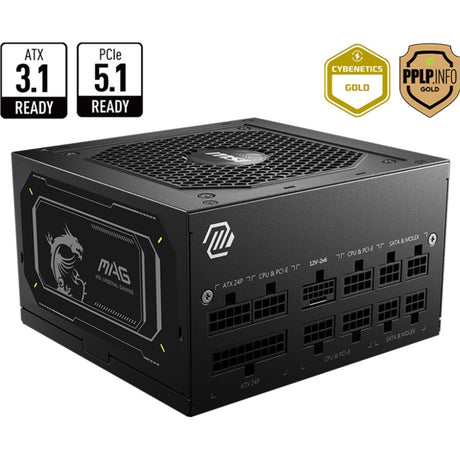 MSI Mag A850GL PCIe5 II modulær 850 watt strømforsyning (sort, 1x 12V-2x6, 4x PCIe)