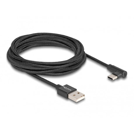 Delock USB 2.0-kabel type a han til USB type-c han vinklet, 3 m kabel (sort)