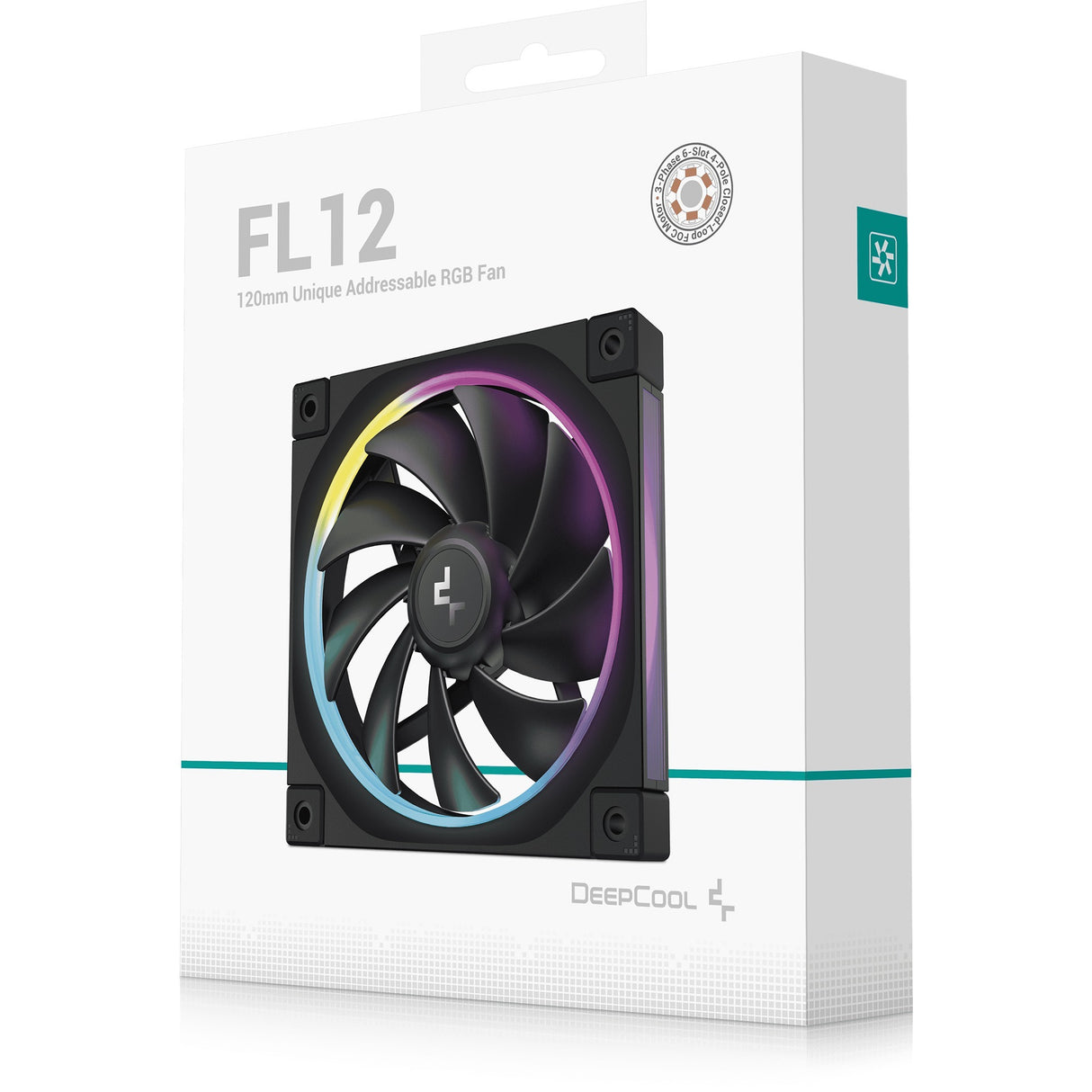 Deepcool fl12 rgb kabinet blæser (sort, 120 x 120 x 25 mm, pwm)