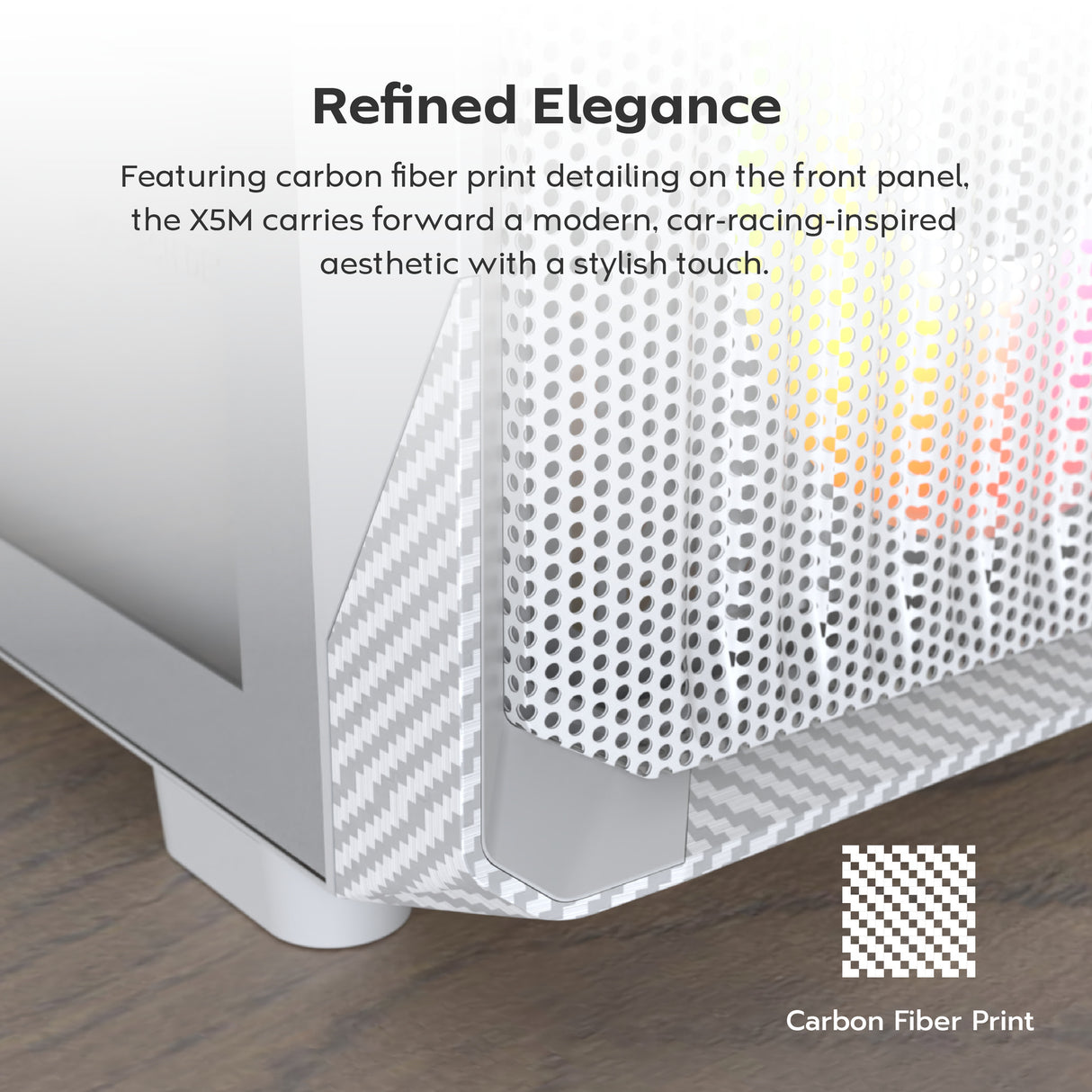 Montech x5m midi tårnhus (hvid | 2x USB-A | 1x USB-C | RGB | hærdet glas)