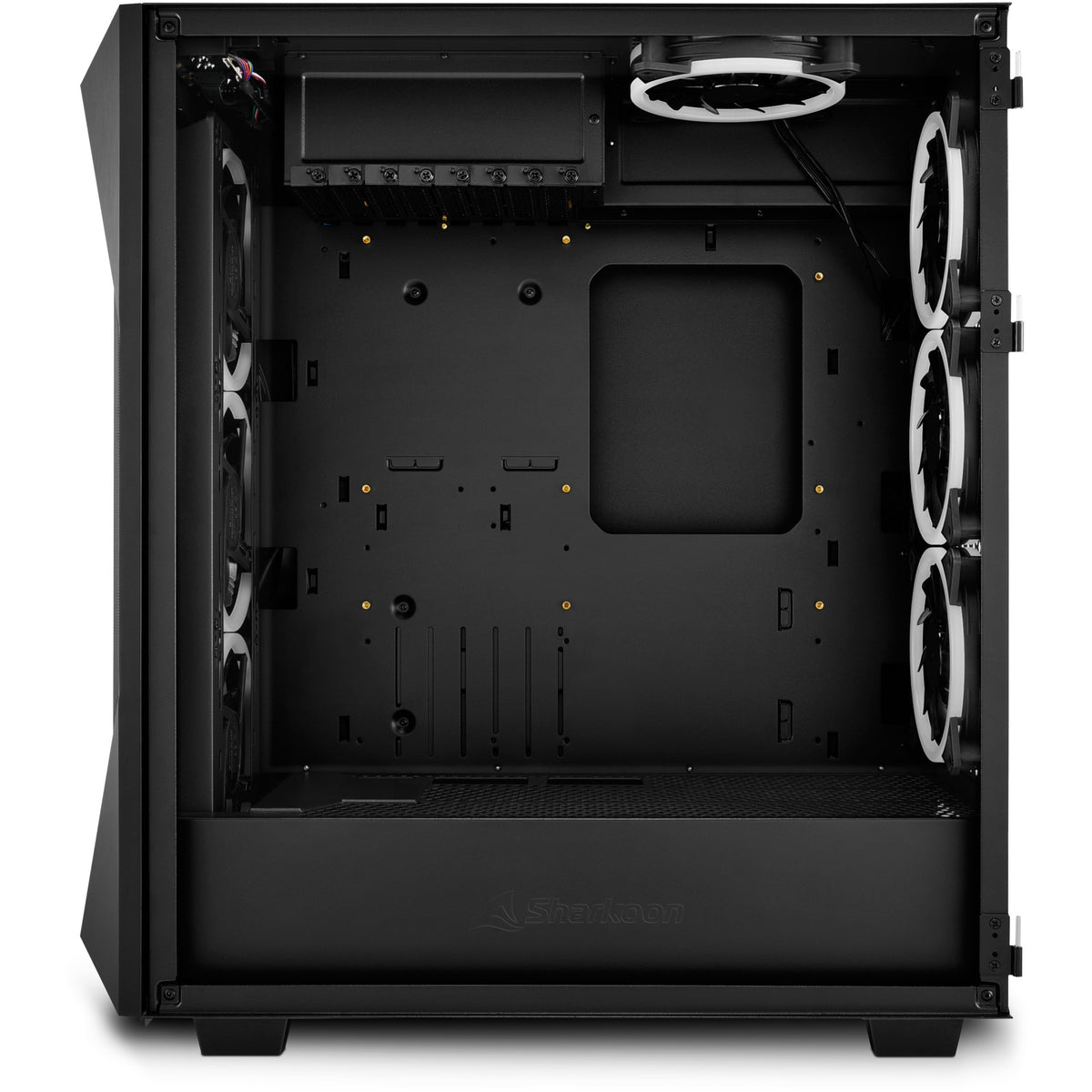 Sharkoon rev300 midi tårnhus (sort | 4x USB-A | 1x USB-C | RGB | hærdet glas)