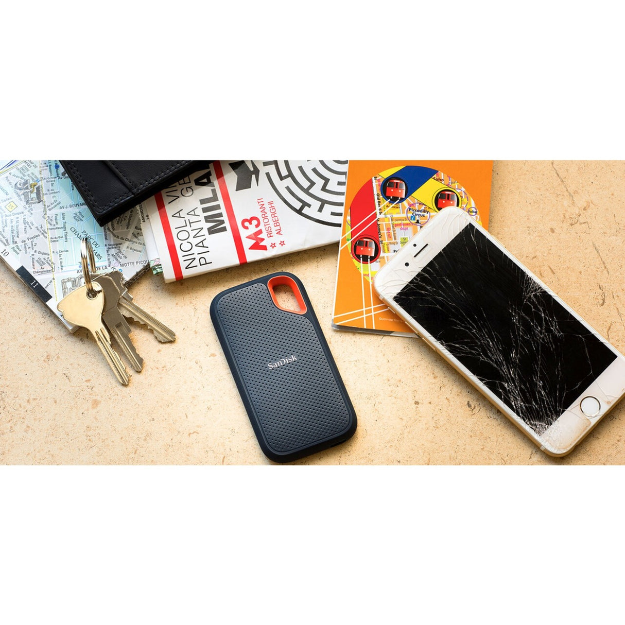 Sandisk extreme portable v2, 2 TB ekstern SSD (sort orange, SDSSDE61-2t00-G25, USB-C)