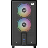 Xyz pc gear atom midi tårnhus (sort | 2x USB-A | 1x USB-C | hærdet glas)