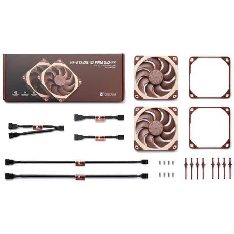 Noctua nf-a12x25 g2 pwm sx2-pp blæsere (brune, 2 stk., 120 x 120 x 25 mm)