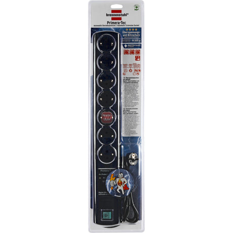 Brennerstuhl primera-tec 19.500 en automatisk strømskinne med overspændingsbeskyttelse sort 2m h05vv-f 3g1.5