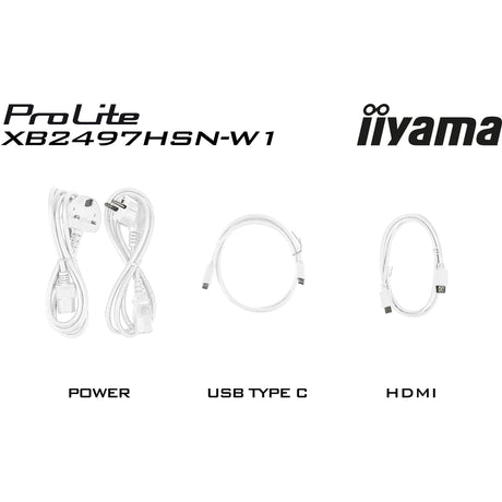 Iiyama prolite xb2497hsn-w1 23.8 monitor (wit, hdmi, displayport, usb-c, audio, lan, 100 hz)