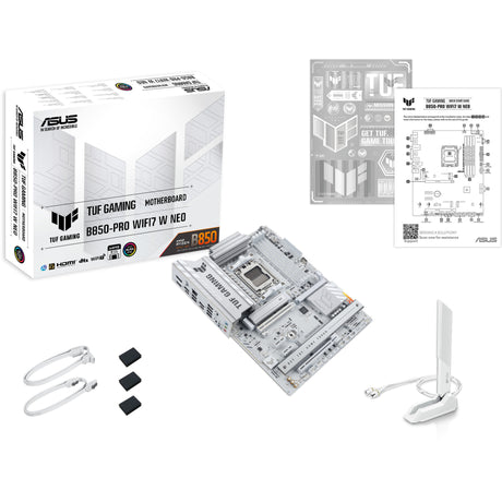 Asus tuf gaming b850-pro wifi7 w neo socket am5 moederbord (wit, raid, 2,5gb-lan, wlan, bt, sound, atx)