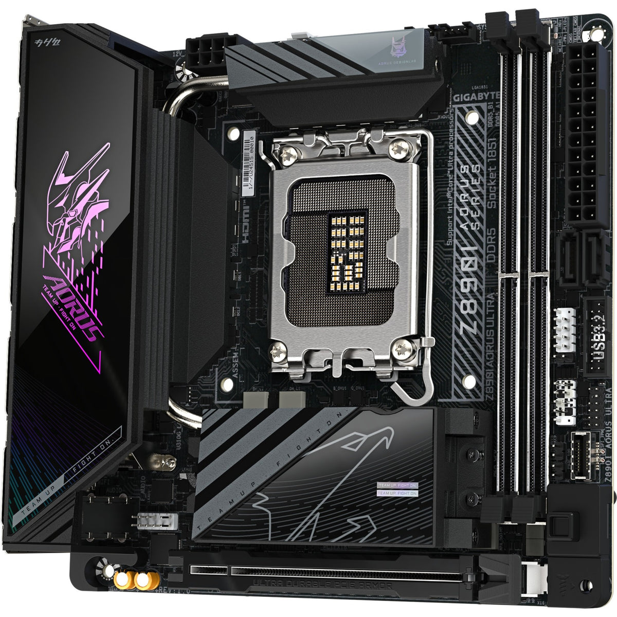 Gigabyte Z890i Aorus Ultra Socket 1851 bundkort (RAID, 2,5 GB-LAN, Wi-Fi 7, BT, lyd, Mini-ITX)