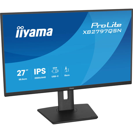 Iiyama prolite xb2797qsn-b1 27 skærm (sort, 75 Hz, HDMI, skærmport, USB-C, LAN, lyd)