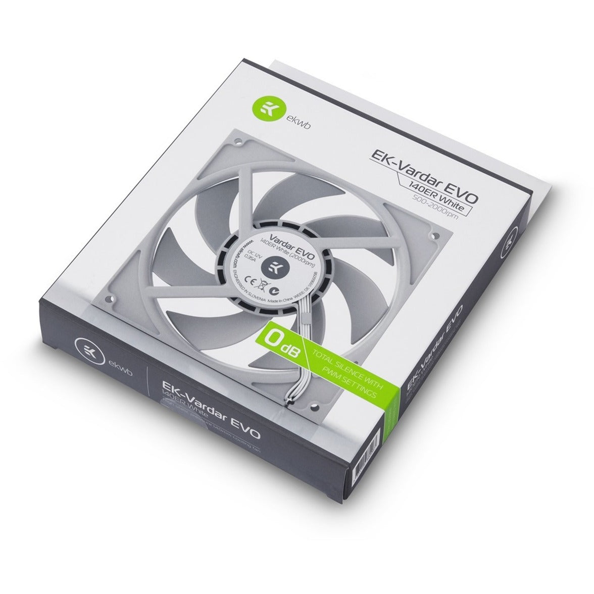 Ekwb ek-vardar evo 140er hvid bb (500-2000) kuffertventilator (140 x 140 x 25 mm, pwm)