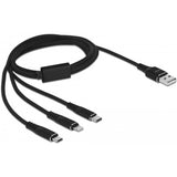 Delock USB-opladningskabel 3 i 1 til lyn, micro-USB, USB-C-kabel (sort, 1 meter)