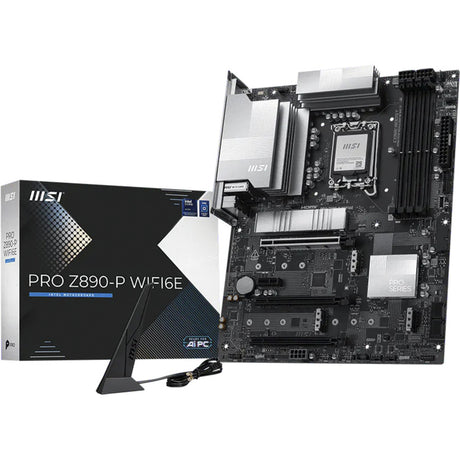 Msi pro z890-p wifi6e socket 1851 moederbord (zwart zilver, 5 gb-lan, wi-fi 6e, bt, sound, atx)